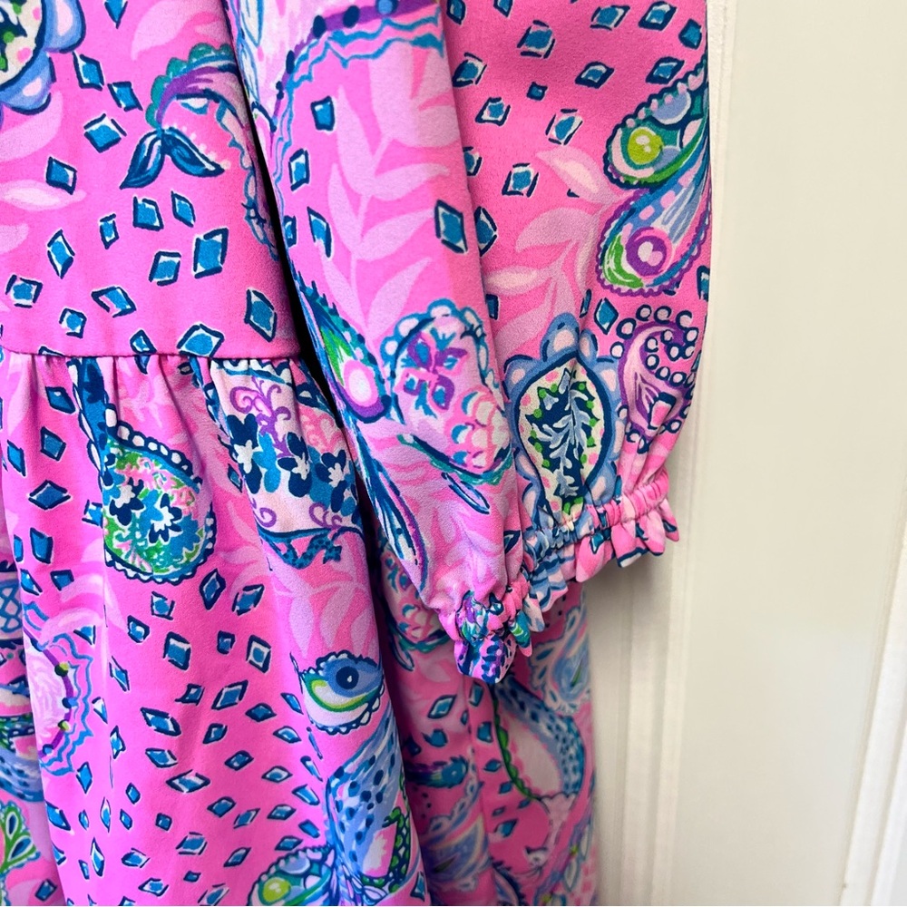 Lilly Pulitzer Pink Paisley Tiered Dress XL - Picture 2 of 8
